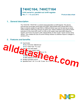 74HC164D Datasheet PDF - NXP Semiconductors