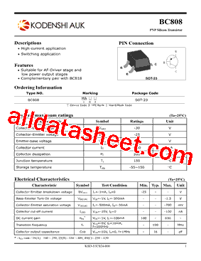 BC808 Datasheet PDF - KODENSHI_AUK CORP.