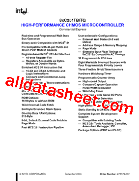 EN80C251TB24 Datasheet PDF - Intel Corporation