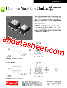 H7017-AL Datasheet PDF - Coilcraft lnc.