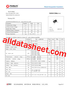 MMST3906 Datasheet PDF - GUANGDONG HOTTECH INDUSTRIAL CO.,LTD.