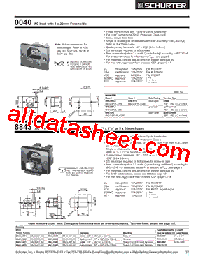 0040 Datasheet PDF - Schurter Inc.