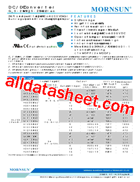 H2412S-2WR2 Datasheet PDF - MORNSUN Science& Technology Ltd.