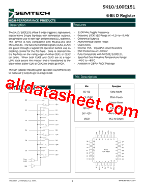 SK10E151PJ Datasheet PDF - Semtech Corporation