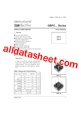 GBPC Datasheet PDF - International Rectifier