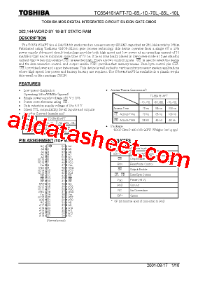 TC554161AFT-10 Datasheet PDF - Toshiba Semiconductor