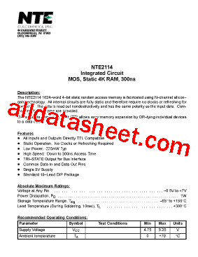NTE2114 Datasheet PDF - NTE Electronics